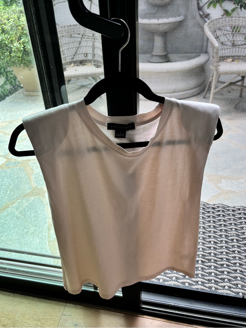 Sanctuary Sleeveless Shoulder-Pad Tank Top - Cream